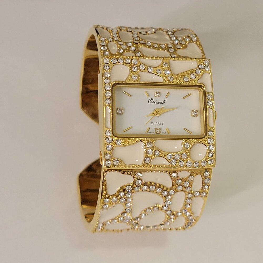 OSIROCK Womens Gold Watch Formal Elegant Glitter Watch Cuff Bangle Watch NEW